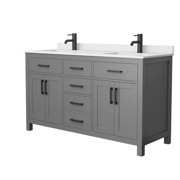 Wyndham Collection Beckett 60" Wood Double Bathroom Vanity in Gray/Black