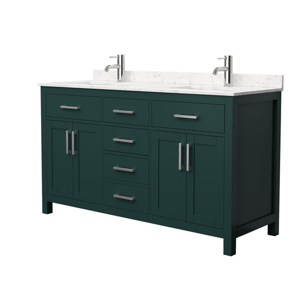 Wyndham Collection Beckett 60" Wood Double Bathroom Vanity in Green/Nickel