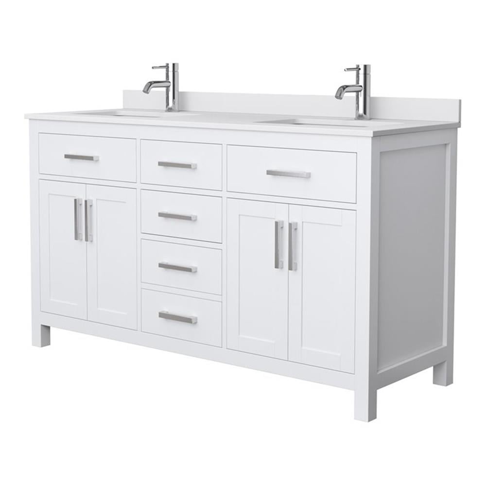 Beckett 60" White Freestanding Double Bathroom Vanity with Cultured Marble Top