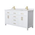 thumbnail image 1 of Wyndham Collection Beckett 60" Wood Double Bathroom Vanity in White/Brushed Gold, 1 of 6