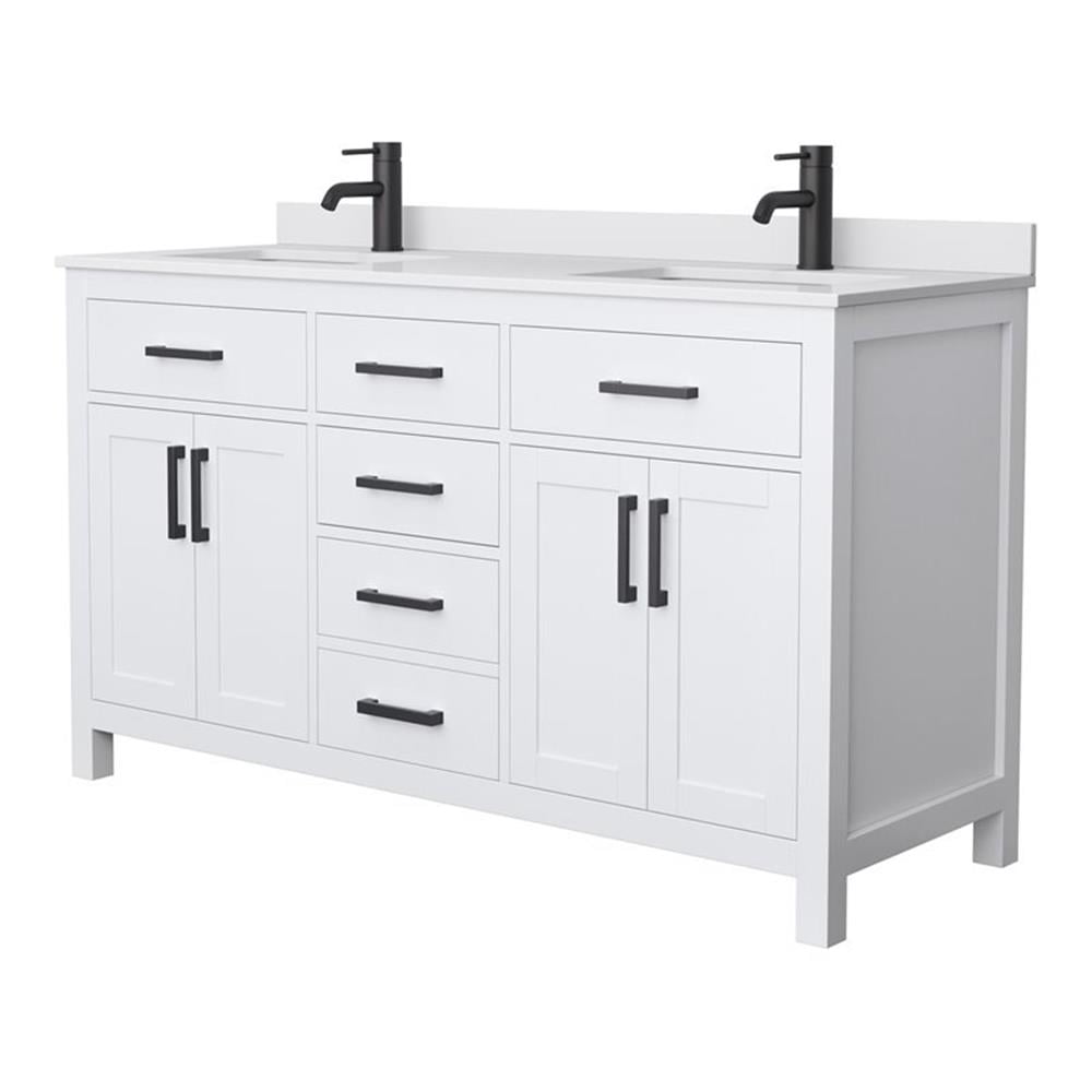 Beckett 60" White Double Bathroom Vanity with Marble Top