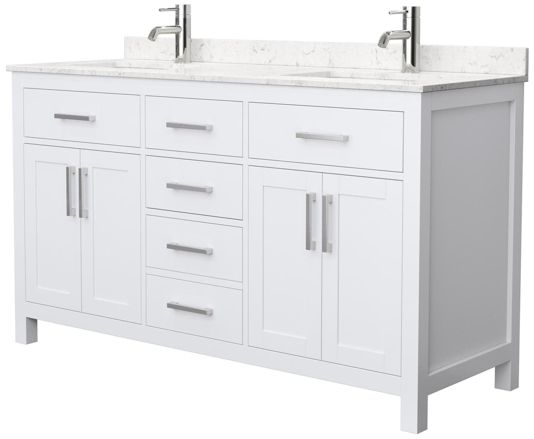 Beckett 60" White Double Bathroom Vanity with Marble Top