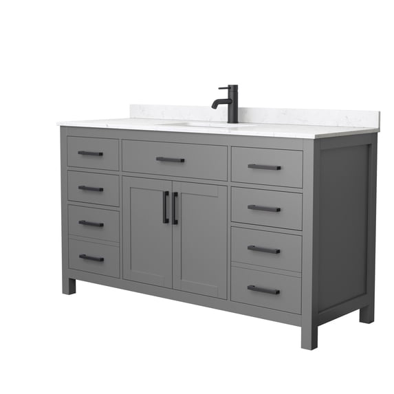 Wyndham Collection Beckett 60" Wood Single Bathroom Vanity in Dark Gray/Black