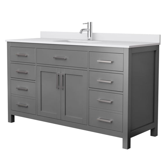 Wyndham Collection Beckett 60" Wood Single Bathroom Vanity in Gray/Nickel