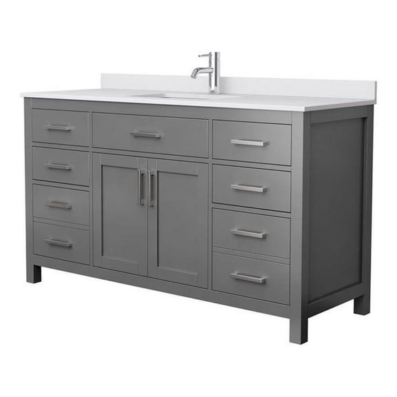 Wyndham Collection Beckett 60" Wood Single Bathroom Vanity in Gray/Nickel