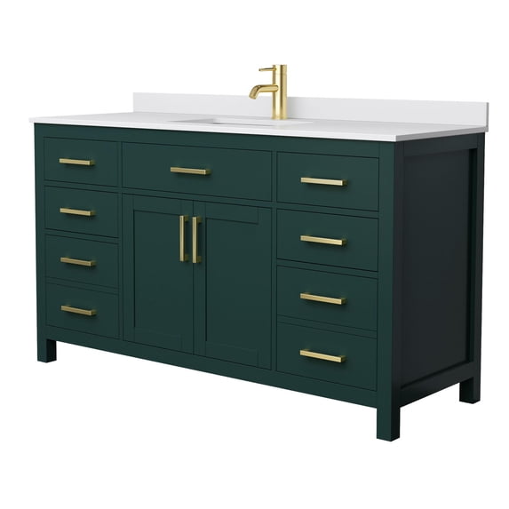 Wyndham Collection Beckett 60" Wood Single Bathroom Vanity in Green/Brushed Gold