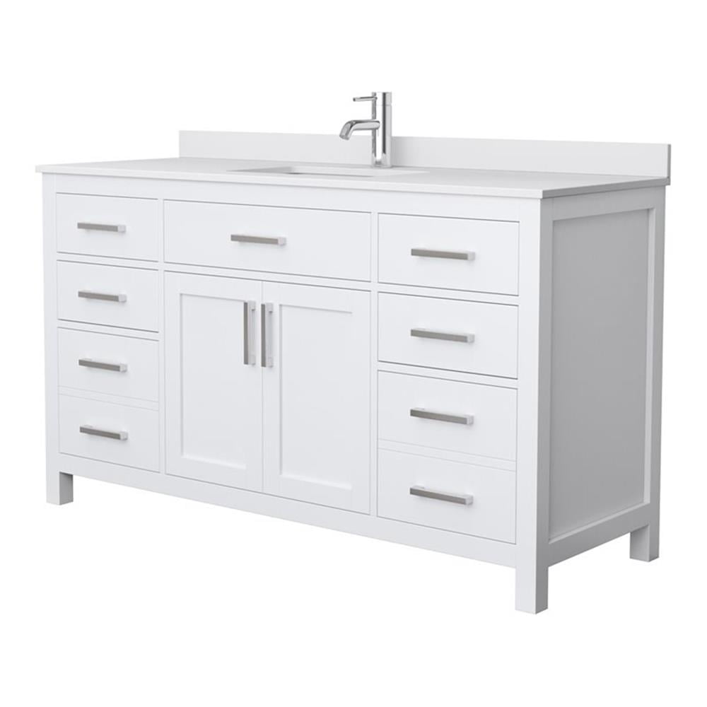 Beckett 60" White Freestanding Single Bathroom Vanity with Cultured Marble Top