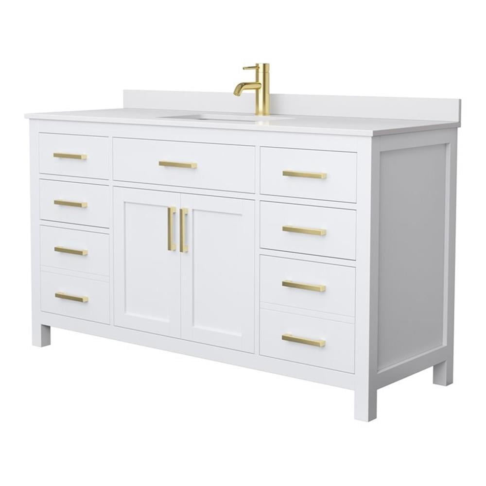 Beckett 60'' White Freestanding Single Bathroom Vanity with Cultured Marble Top