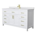 thumbnail image 1 of Wyndham Collection Beckett 60" Wood Single Bathroom Vanity in White/Brushed Gold, 1 of 3