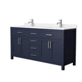 thumbnail image 1 of Wyndham Collection Beckett 66" Wood Double Bathroom Vanity in Dark Blue/Nickel, 1 of 6