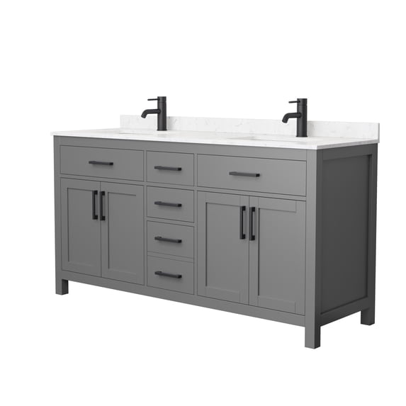 Wyndham Collection Beckett 66" Wood Double Bathroom Vanity in Dark Gray/Black