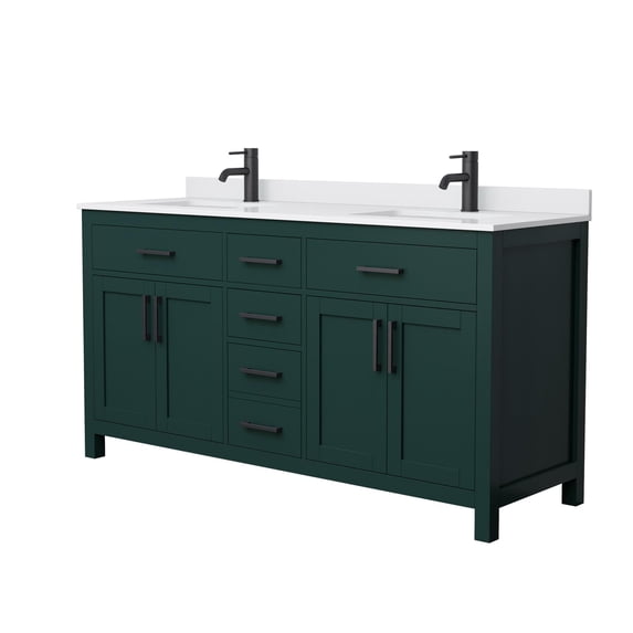 Wyndham Collection Beckett 66" Wood Double Bathroom Vanity in Green/Matte Black