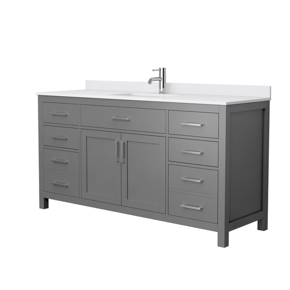 Wyndham Collection Beckett 66" Wood Single Bathroom Vanity in Gray/Nickel