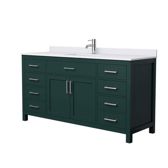 Wyndham Collection Beckett 66" Wood Single Bathroom Vanity in Nickel/Green