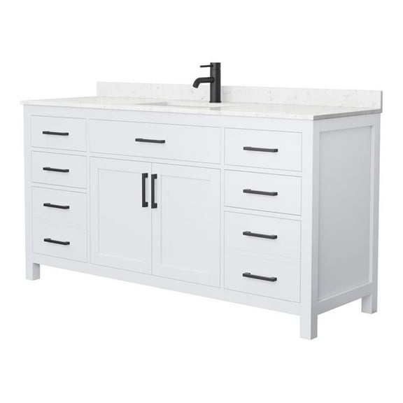 Wyndham Collection Beckett 66" Wood Single Bathroom Vanity in White/Black