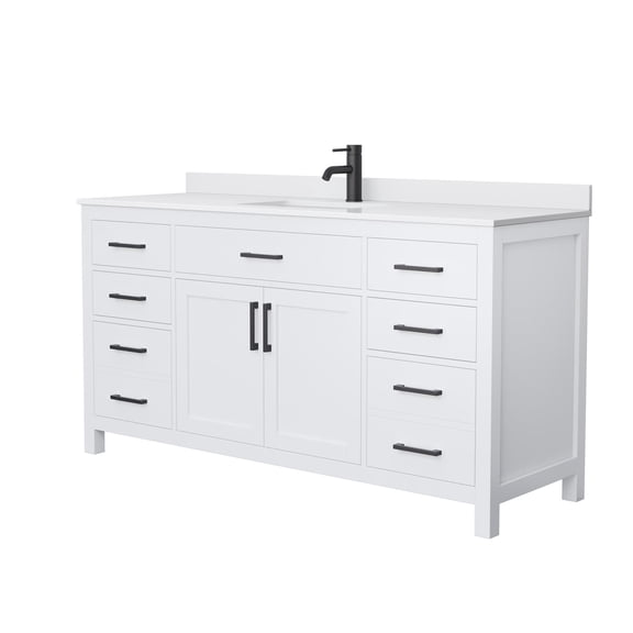 Wyndham Collection Beckett 66" Wood Single Bathroom Vanity in White/Matte Black