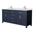thumbnail image 1 of Wyndham Collection Beckett 72" Wood Double Bathroom Vanity in Blue/Gold, 1 of 3