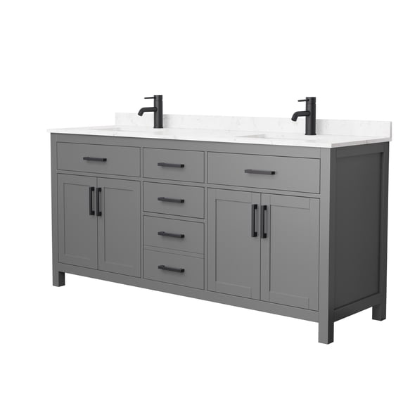 Wyndham Collection Beckett 72" Wood Double Bathroom Vanity in Dark Gray/Black