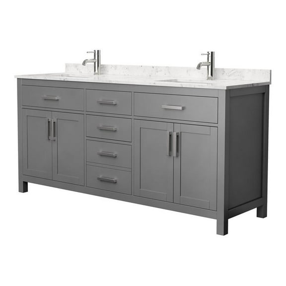 Wyndham Collection Beckett 72" Wood Double Bathroom Vanity in Dark Gray/Nickel