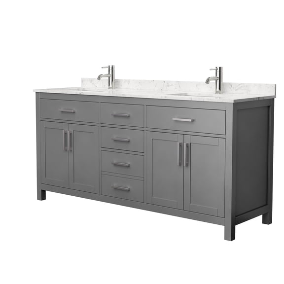 Wyndham Collection Beckett 72" Wood Double Bathroom Vanity in Dark Gray/Nickel