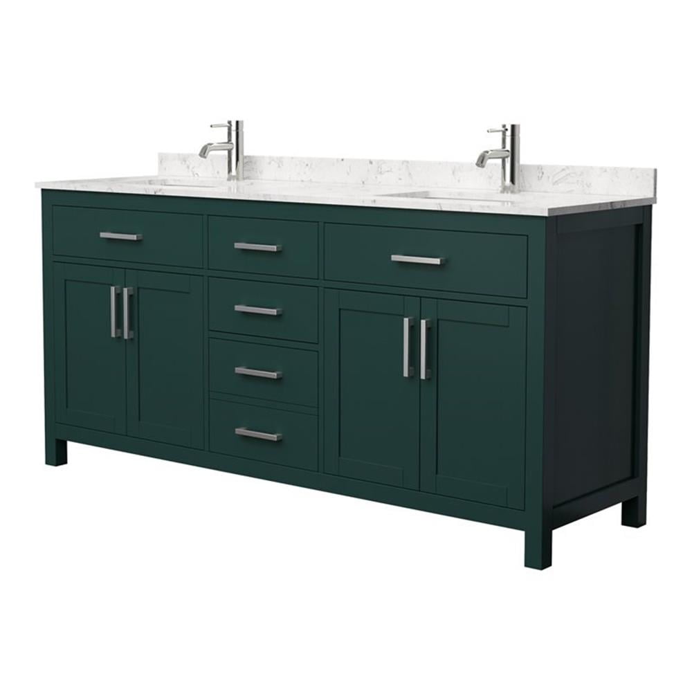 Beckett Green 72" Freestanding Double Vanity with Nickel Accents