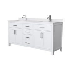 Wyndham Collection Beckett 72" Wood Double Bathroom Vanity in Nickel/White