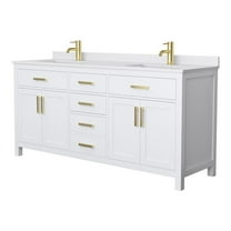 Wyndham Collection Beckett 72" Wood Double Bathroom Vanity in White/Brushed Gold