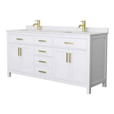 Wyndham Collection Beckett 72" Wood Double Bathroom Vanity in White/Brushed Gold