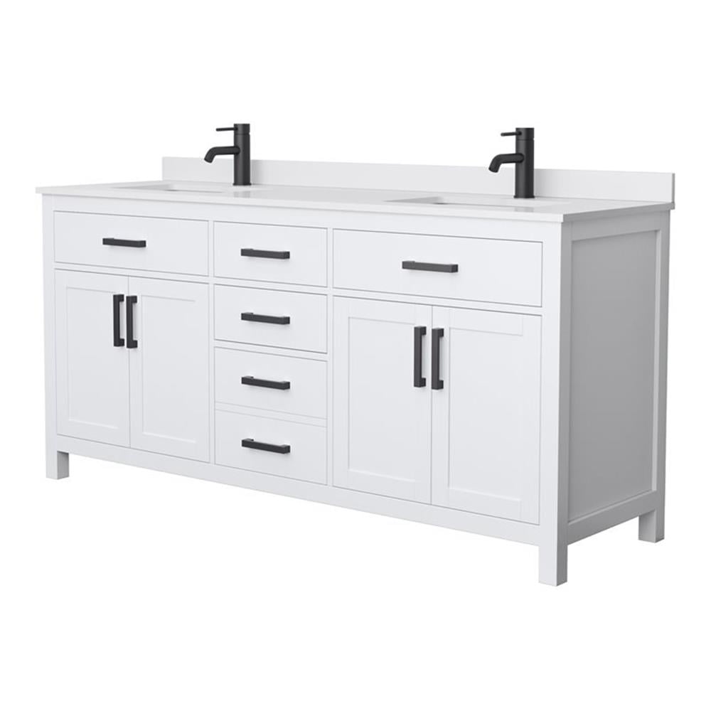 Beckett 72" White Double Bathroom Vanity with Cultured Marble Top