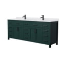 thumbnail image 1 of Wyndham Collection Beckett 84" Wood Double Bathroom Vanity in Green/Matte Black, 1 of 6