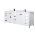 thumbnail image 1 of Wyndham Collection Beckett 84" Wood Double Bathroom Vanity in White/Matte Black, 1 of 6