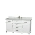 thumbnail image 1 of Wyndham Collection Berkeley 60 inch Single Bathroom Vanity in White with White Carrera Marble Top with White Undermount Oval Sink and No Mirror, 1 of 7