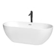thumbnail image 1 of Brooklyn 67 Inch Freestanding Bathtub in White with Polished Chrome Trim and Floor Mounted Faucet in Matte Black, 1 of 3
