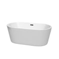 thumbnail image 1 of Carissa 60 Inch Freestanding Bathtub in White with Matte Black Drain and Overflow Trim, 1 of 8