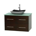 thumbnail image 1 of Wyndham Collection Centra 36 inch Single Bathroom Vanity in Espresso Green Glass Countertop Avalon Ivory Marble Sink and No Mirror, 1 of 4