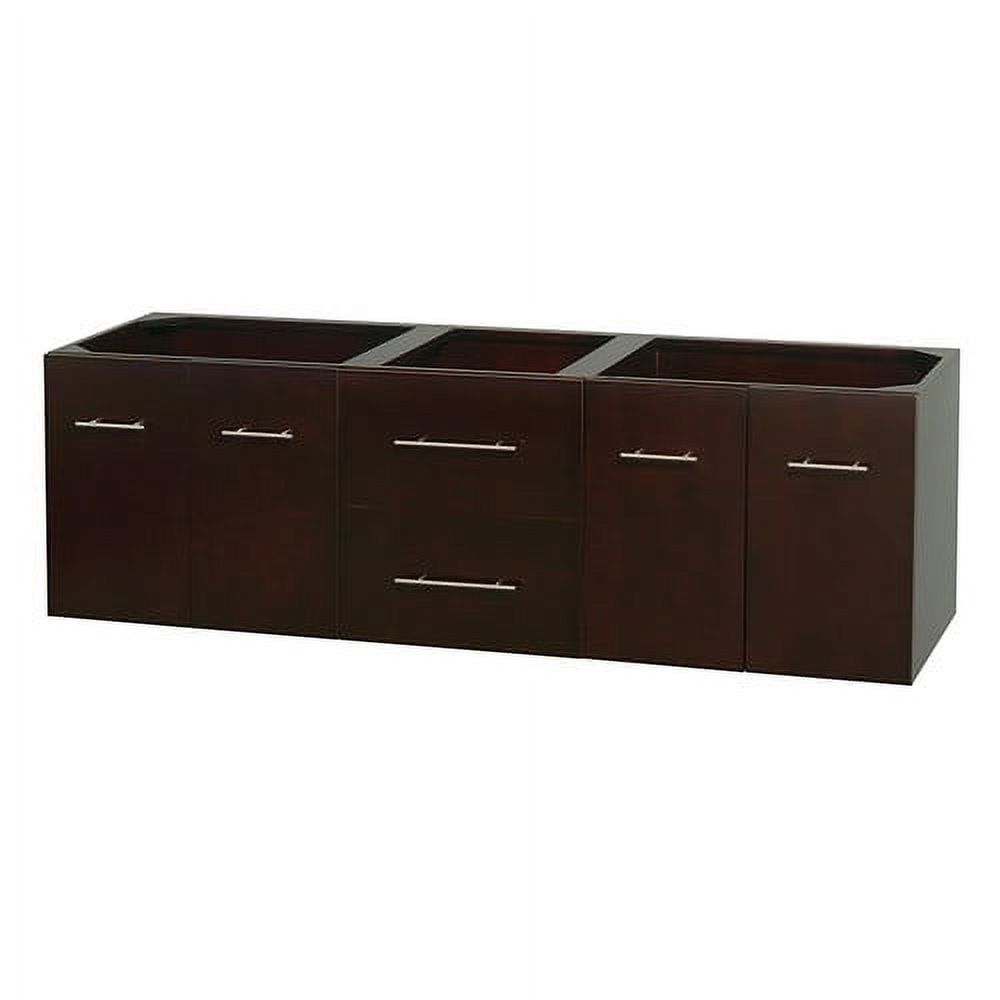 Wyndham Collection Centra 72 inch Double Bathroom Vanity in Espresso, No Countertop, No Sinks