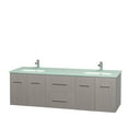 thumbnail image 1 of Wyndham Collection Centra 72 inch Double Bathroom Vanity in Grey Oak Green Glass Countertop Undermount Square Sinks and No Mirror, 1 of 3