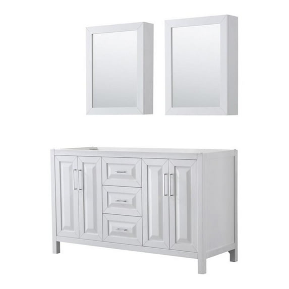 Wyndham Collection Daria 60" No-Sink Wood Double Bathroom Vanity in White/Chrome