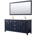 thumbnail image 1 of Wyndham Collection Daria 72" Mirror Wood Double Bathroom Vanity in Blue/Gold, 1 of 6