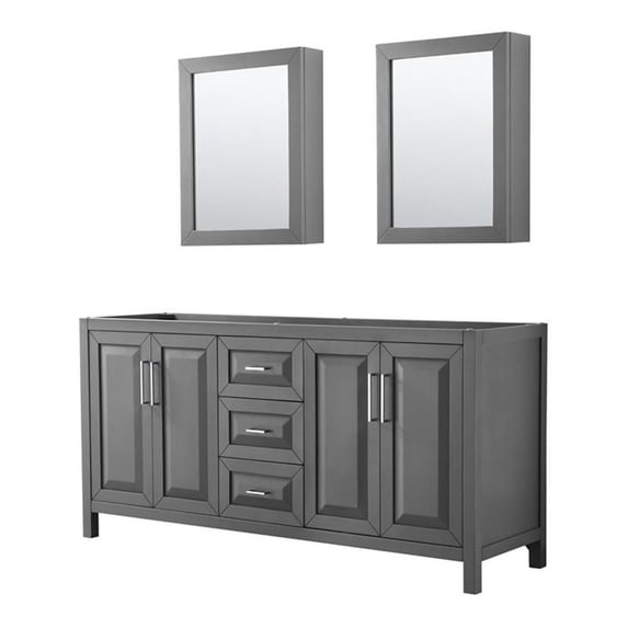 Wyndham Collection Daria 72" No Sink Wood Double Bathroom Vanity in Chrome/Gray