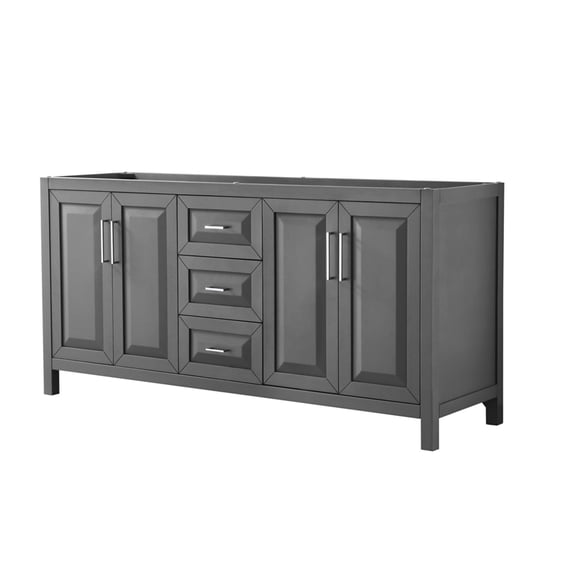 Wyndham Collection Daria 72" No-Sink Wood Double Bathroom Vanity in Chrome/Gray