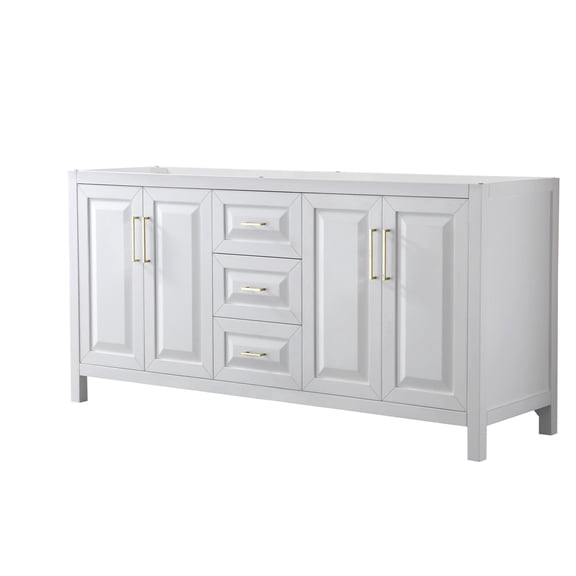 Wyndham Collection Daria 72" No-Sink Wood Double Bathroom Vanity in Gold/White
