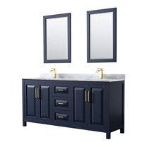 Wyndham Collection Daria 72" Square Sinks Wood Double Bathroom Vanity in Blue
