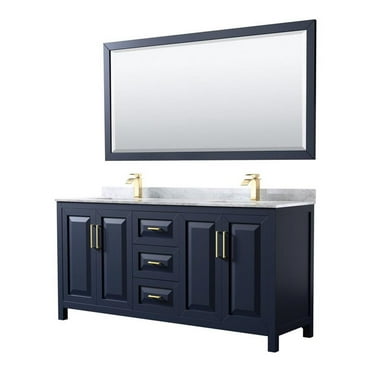 Wyndham Collection Daria 72" Square-Sinks Wood Double Bathroom Vanity in Blue