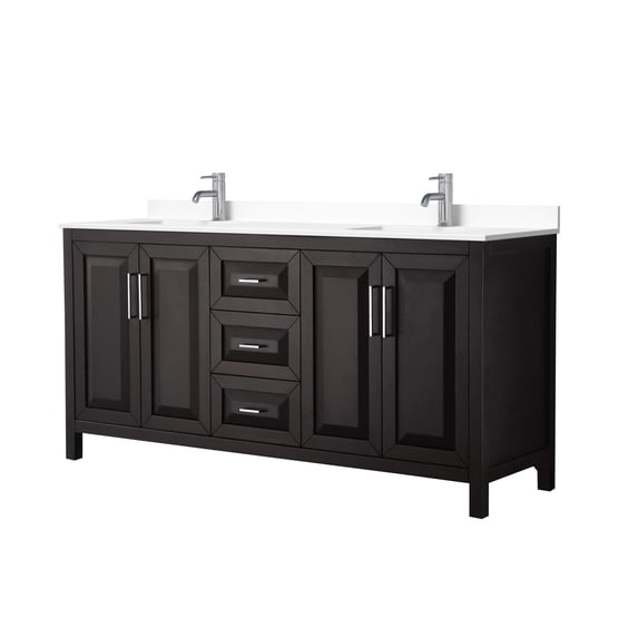 Wyndham Collection Daria 72" Wood Double Bathroom Vanity in Espresso/Chrome