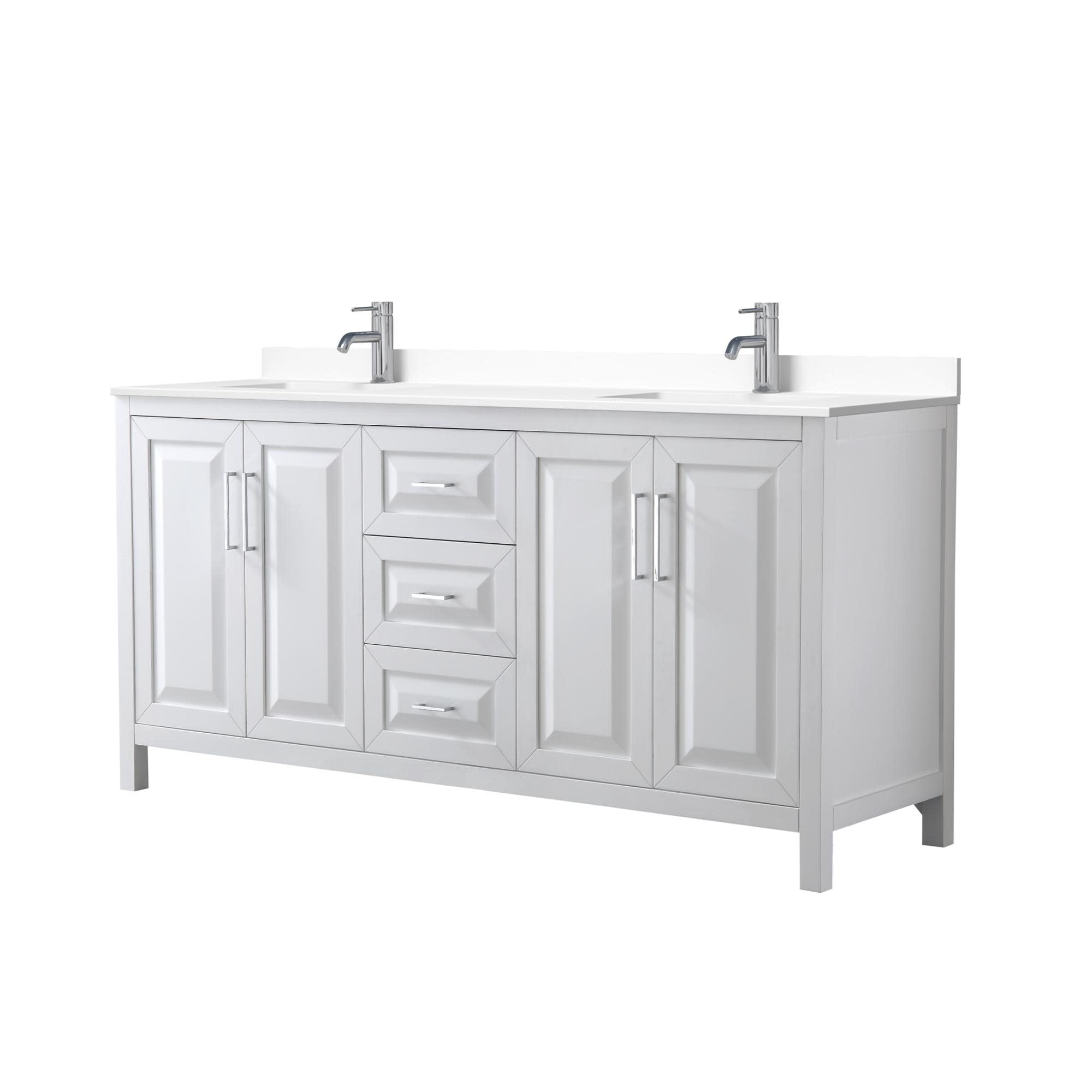 White Double Freestanding Bathroom Vanity with Marble Top