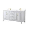 thumbnail image 1 of Wyndham Collection Daria 72" Wood Double Bathroom Vanity in White/Gold, 1 of 5