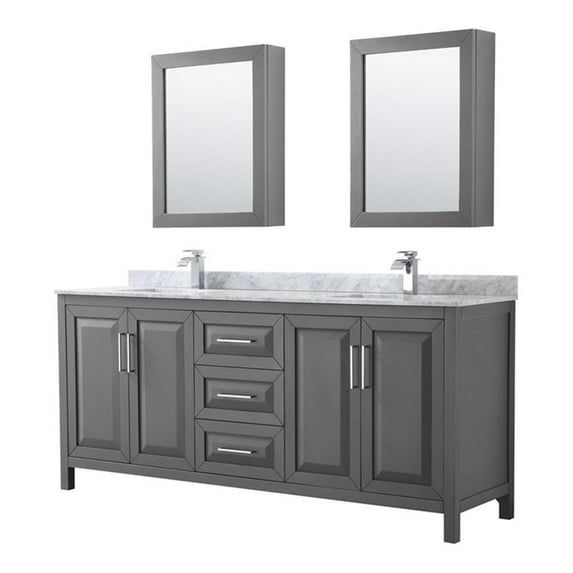 Wyndham Collection Daria 80" Cabinets Wood Double Bathroom Vanity in Dark Gray