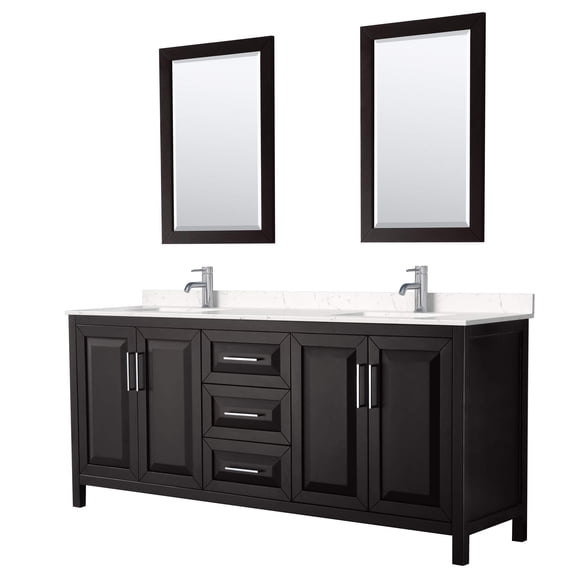 Wyndham Collection Daria 80" Light-Vein Wood Double Bathroom Vanity in Espresso