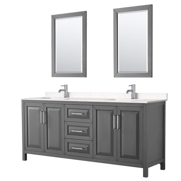 Wyndham Collection Daria 80" Light-Vein Wood Double Bathroom Vanity in Gray